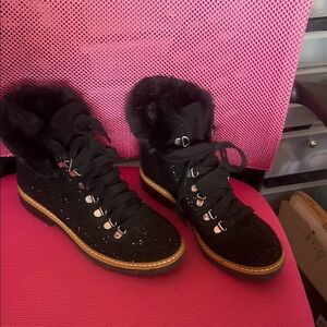 INC bling hiker Black Fur-Lined Women's Boots